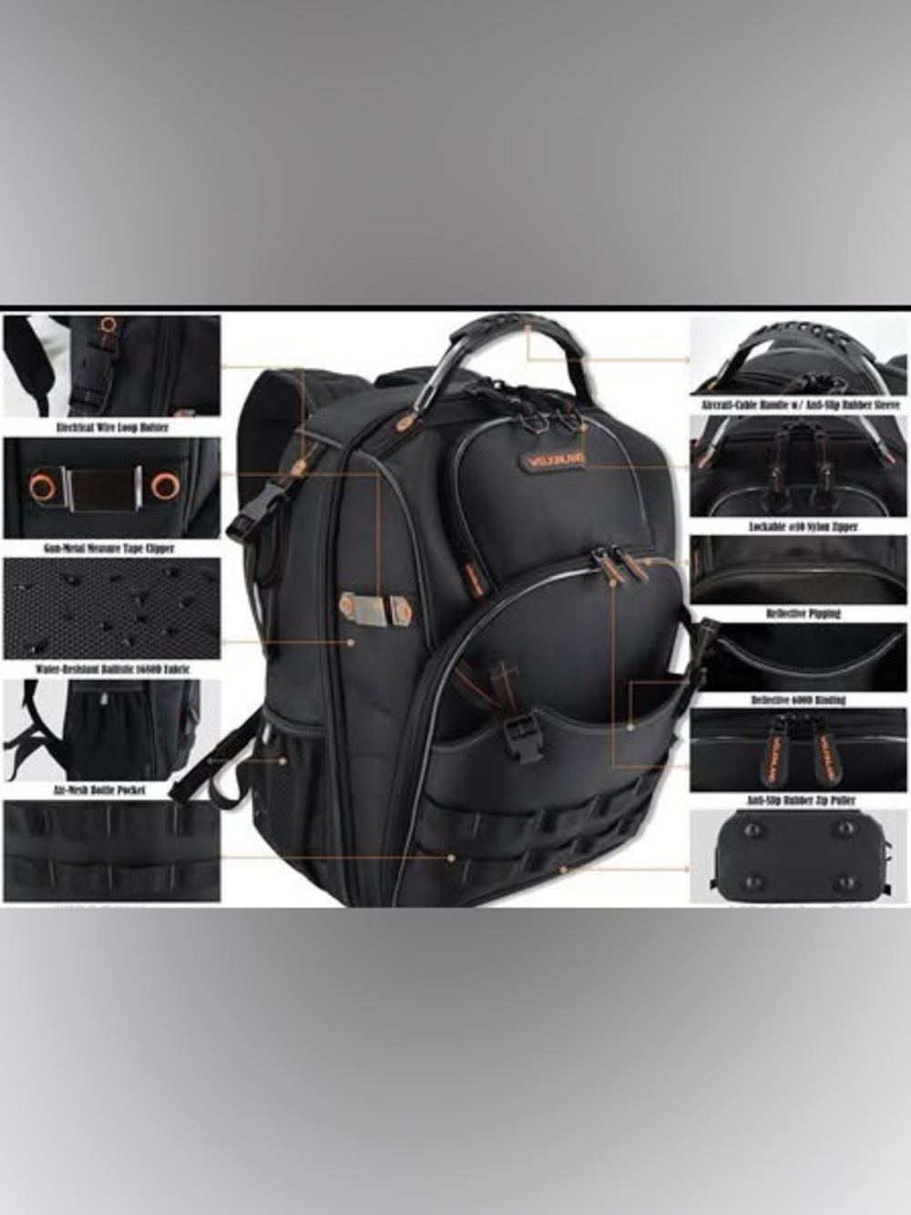 (New) WELKINLAND Ballistic 1680D TOOL BACKPACK / Professional Electricians bag